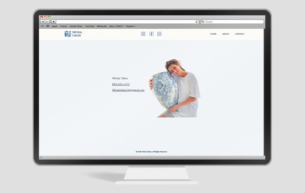 Michal Tahan WIX portfolio contact screen monitor mockup