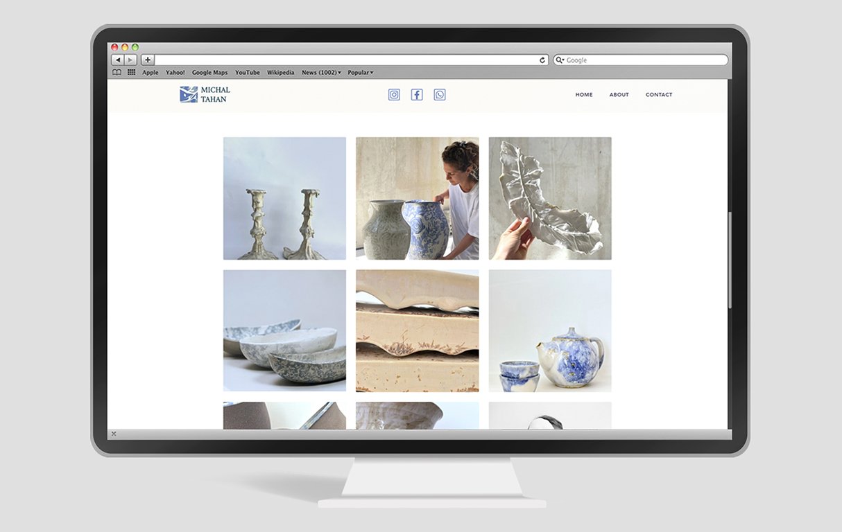 Michal Tahan WIX portfolio homepage screen monitor mockup